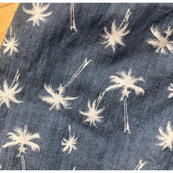 Denim Look Size 7/8 Palm Tree Overalls Jumpsuit - Picture 3 of 8